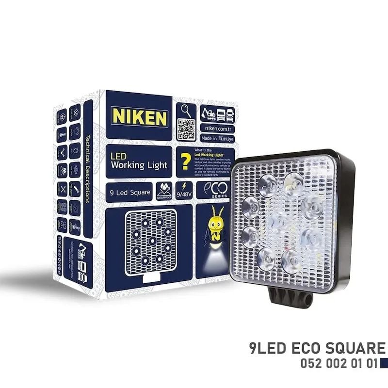 Çalışma Lambası Kamyon İş Makinesi Atv Eco 9 Ledli Kare