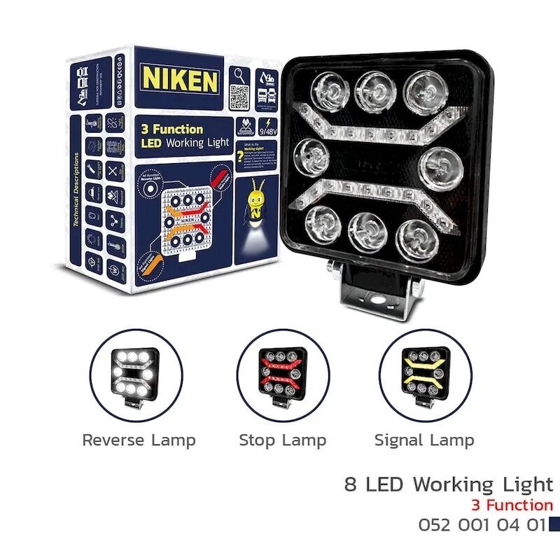 Çalışma Lambası Kamyon İş Makinesi Atv Pro 8 Led 3 Fonksiyon Kare