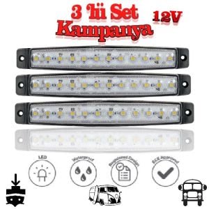 Sanel 12 Ledli 3'Lü Set Parmak Led 12V Beyaz SBC12W12-3