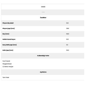 Form Metal 53699 Boxer 2.2 10 Kanal 12 Diş 10062102 Marş Dişlisi