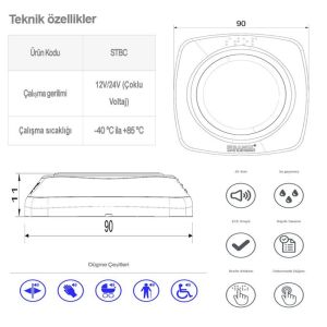 Sanel Dokunmatik Buton 12V & 24V Temsa. Bmc. Otokar STBC01B