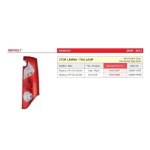 Renault Kango Duysuz Sol Arka Stop lambası (Yana Açılan Kapı) 2008-2012 -8200419949