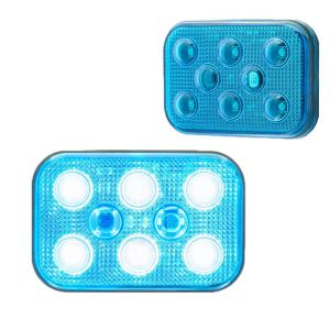 Sanel 24V Universal Kare 6 Led Dış Makan Uyumlu Mavi SBD24B6