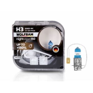 Wolfram 22103NV H3 Night Vision +%150 Fazla Işık +%20 Beyaz Işık 12V 55W