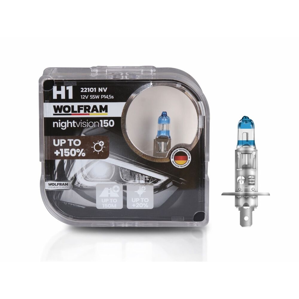 Wolfram 22101NV H1 Night Vision +%150 Fazla Işık +%20 Beyaz Işık 12V 55W