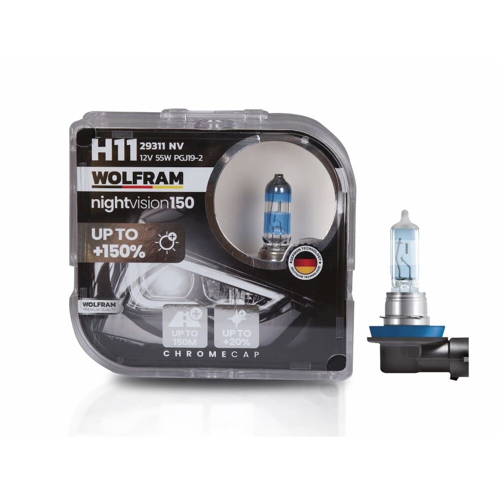 Wolfram 29311NV H11 Night Vision +%150 Fazla Işık +%20 Beyaz Işık 12V 55W