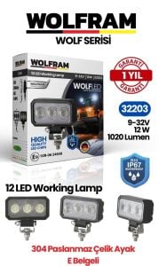 Wolfram 32203 Çalışma Lamba Wolfram Dikdörtgen Midi 9-32V