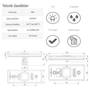 Sanel Ön Arka Yan 4 Led Lamba Beyaz 10V 30V SML01W