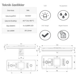 Sanel Ön Arka Yan 4 Led Lamba Sarı 10V 30V SML01Y