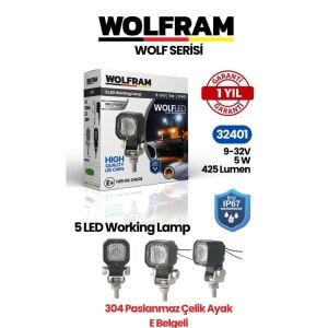 Wolfram 32401 Çalışma Lamba Wolfram Kare Mini 425 Lümen