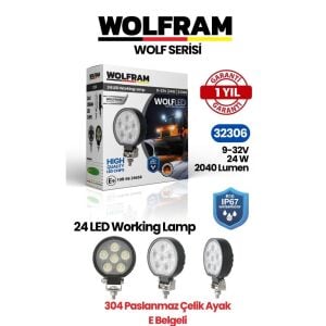 Wolfram 32306 Çalışma Lamba Wolfram Yuvarlak Midi 2040 Lümen