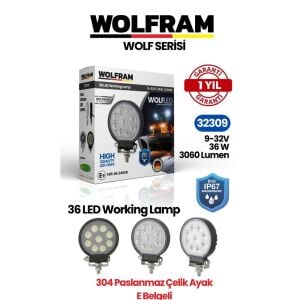 Wolfram 32309 Çalışma Lamba Wolfram Yuvarlak Maxi 3060 Lümen