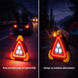 Üçgen İkaz Reflektörü Güneş Enrjili 5 Foksiyonlu