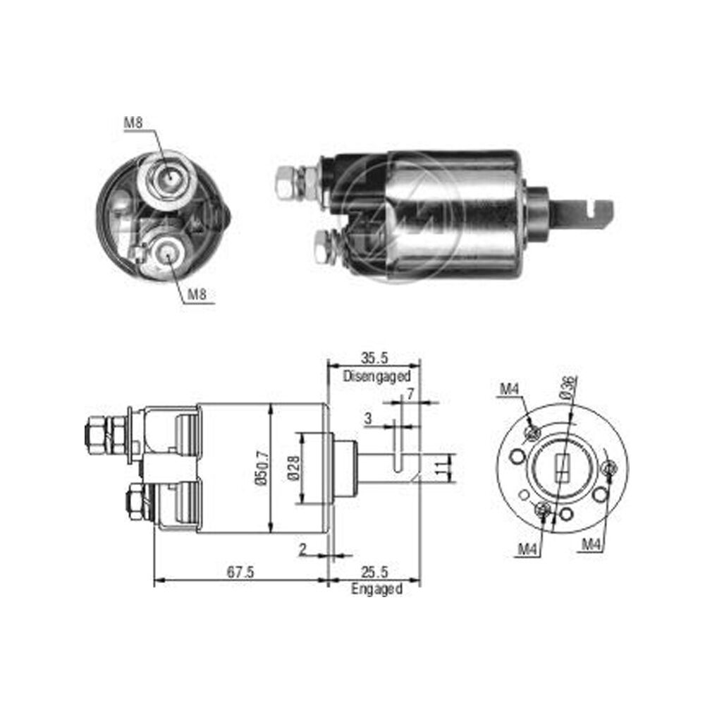 ZM 606 Marş Otomatiği 12V Honda Accord - Honda Acura - CRX - Civic - Integra - Prelude (Uzun Piston)