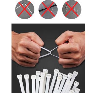 Beyaz Plastik Kablo Bağı Plastik Kelepçe 4,8MMX25Cm 100