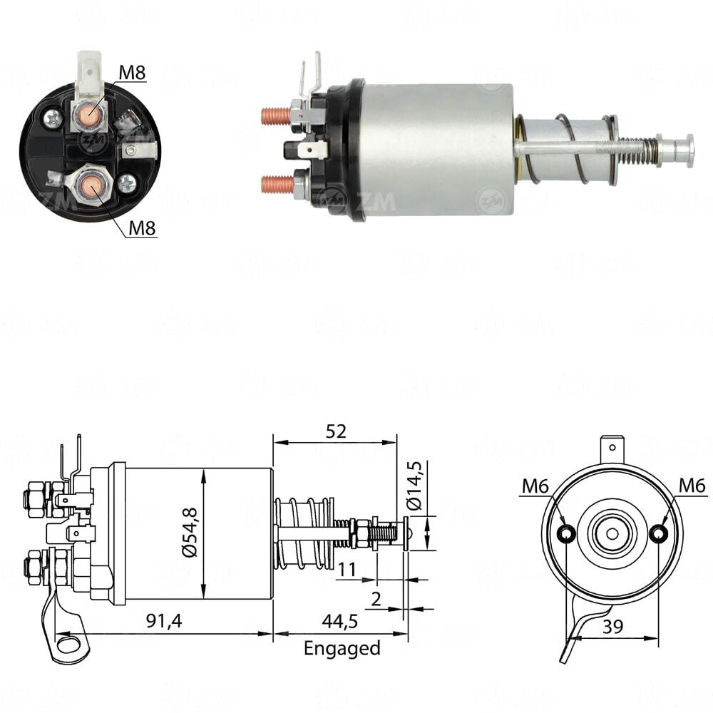 ZM 612 Marş Otomatiği 12V Massey Ferguson Saplamalı (CBS-L804 - OYP-10145 - SS-708)