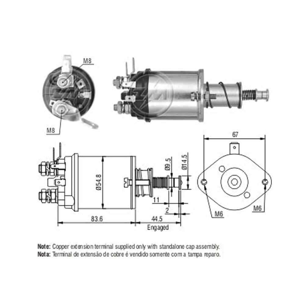 ZM 614 Marş Otomatiği 12V Bedford 35 Ton / TM 30 Kulaklı (CBS-L806 - OYP-10138)