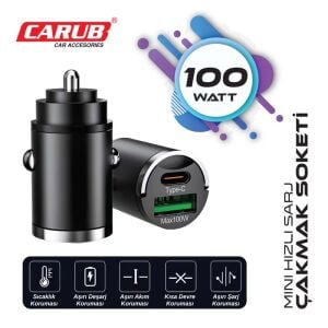 CARUB Araç Çakmak Şarj Soketi Mini Usb+Type C