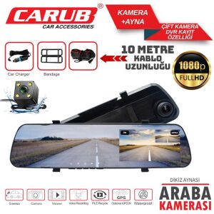 Carub Kamera +Ayna Çift Kamera DVR TFT Geniş 10 MT