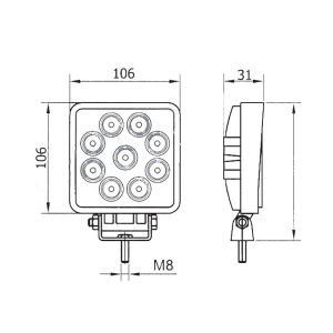 Kare Çalışma Lambası 16 Ledli 48(Power Led) Beyaz - 92