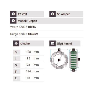 NURSAN 130012 Statör 12V 50A Kia Taksi-Sephia -Prejoro-Çerez Panelvan Kia Besta