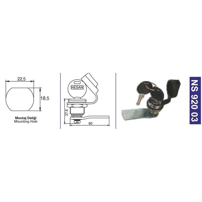 Bagaj Kilidi 60 Mm.Levye Unıversal - NS92003