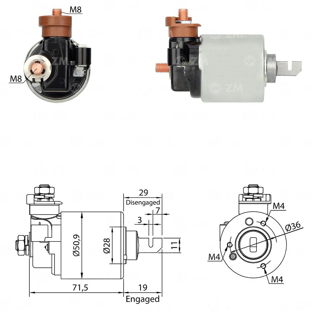 ZM 605 Marş Otomatiği 12V Kısa Piston 31210P2A901