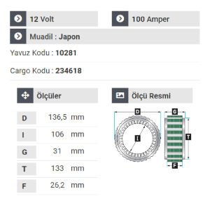 NURSAN 150612 Statör 12V 110A Hyundai Stratex-Grandsalon-Sanata Geniş Tip
