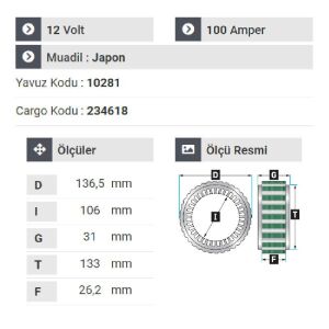 NURSAN 150612 Statör 12V 110A Hyundai Stratex-Grandsalon-Sanata Geniş Tip