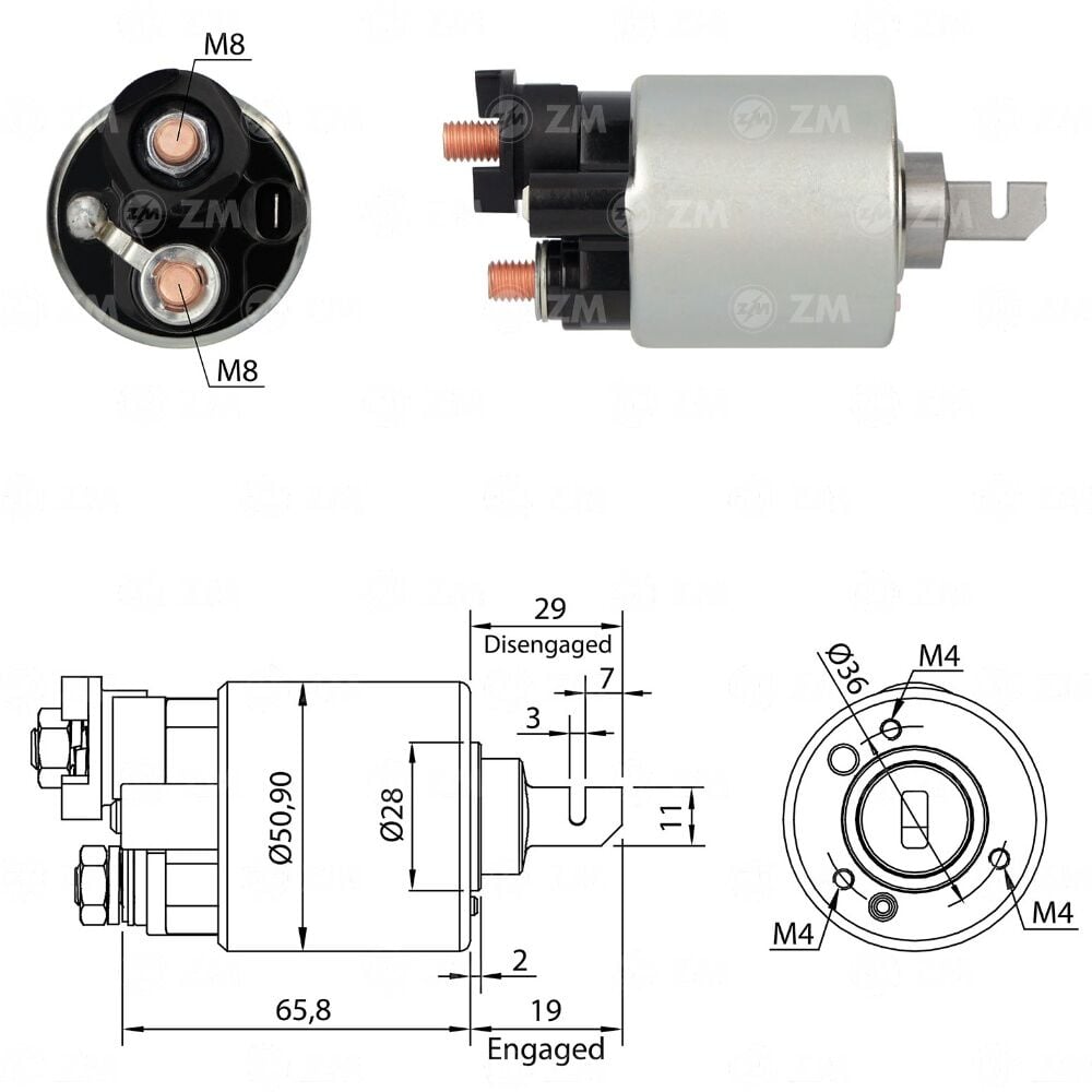 ZM 608 Marş Otomatiği 12V Kısa Piston 31210P2A004