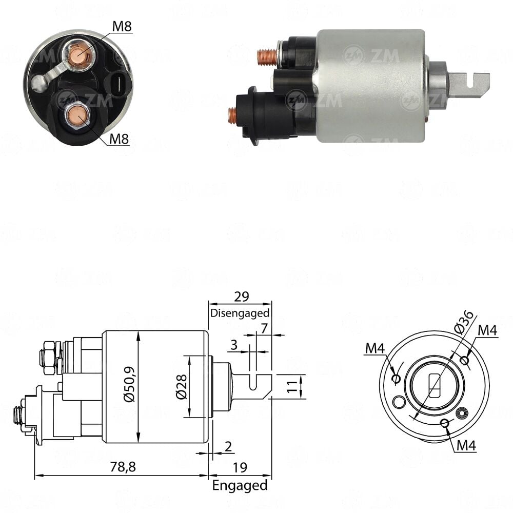 ZM 609 Marş Otomatiği 12V Kısa Piston 31210P0A004