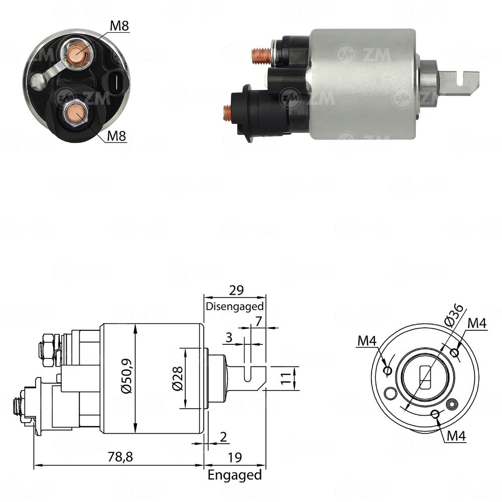 ZM 609 Marş Otomatiği 12V Kısa Piston 31210P0A004
