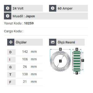 NURSAN 150724 Statör 24V 60A Mitsubishi Prestij Otobüs Ve Kamyon 6 Uçlu