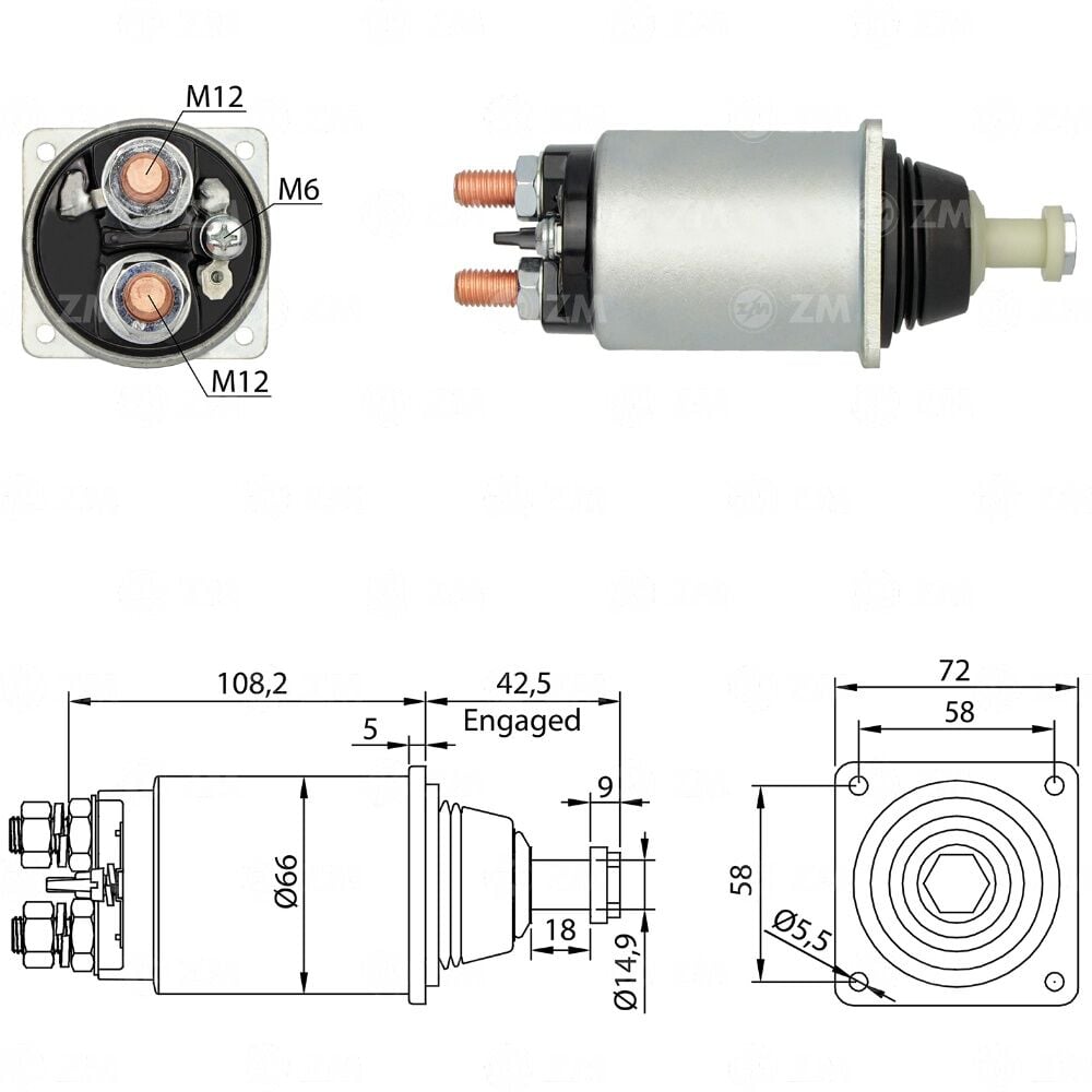 ZM 832 Marş Otomatiği 24V Kısa Tip Civatalı Mercedes-Benz Atego - Axor / MAN / Iveco / Volvo 9330451059 - 9330451070 - 9330451071 - 2339403006
