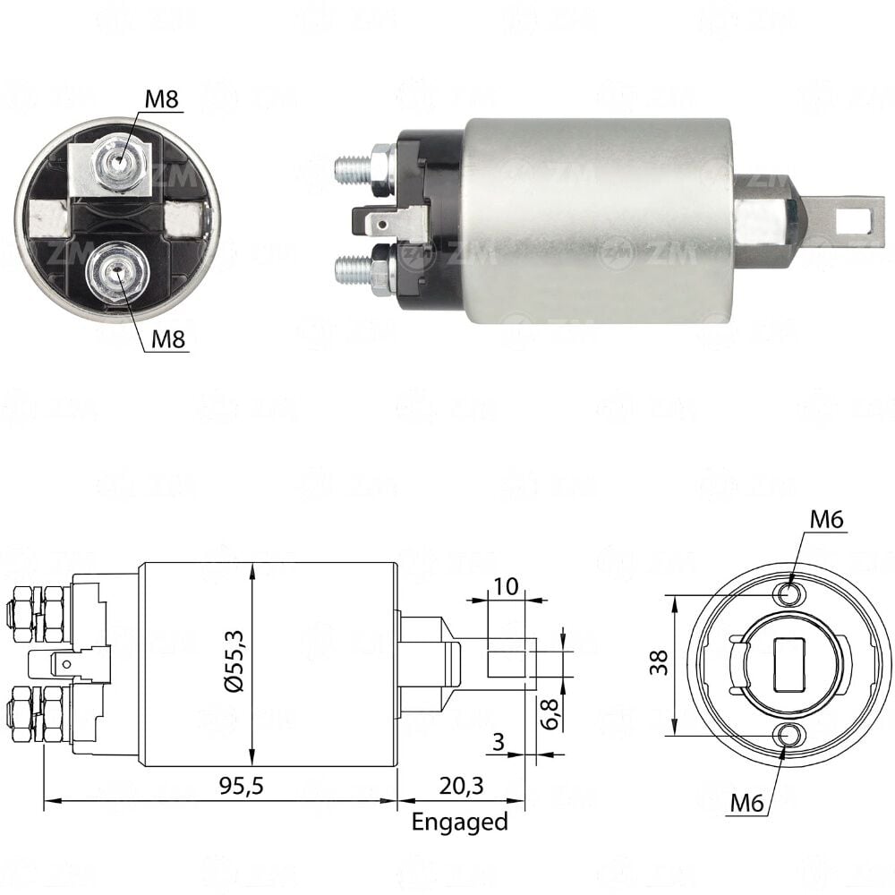 ZM 893 Marş Otomatiği 12V Mitsubishi Lancer - Galant - Colt - Pajero / Hyundai H100 - H1 M372X00471 - MD607634