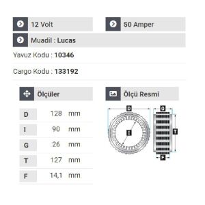 NURSAN 153112 Statör 12V 50A Fatih Kamyon Ford Minibüs Y.M