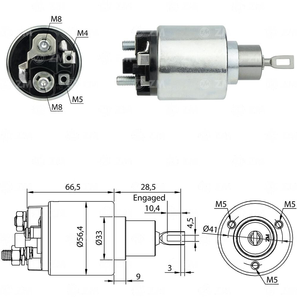 ZM 571 Marş Otomatiği 12V 2 Civatalı Bosch Tip Volkswagen Golf - Jetta - Passat - Transporter / Ford Transit - Granada - Taunus / Mercedes-Benz 190 - 200 - 230