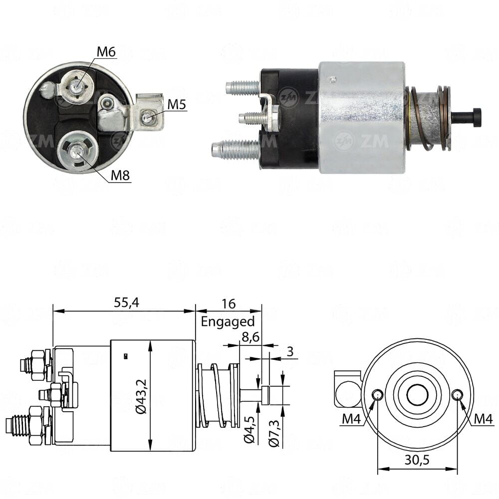 ZM 5391 Marş Otomatiği 12V Citroen Berlingo - C3 - C4 / Peugeot 206 - 207 - 208 - Partner 1.4 - 1.6
