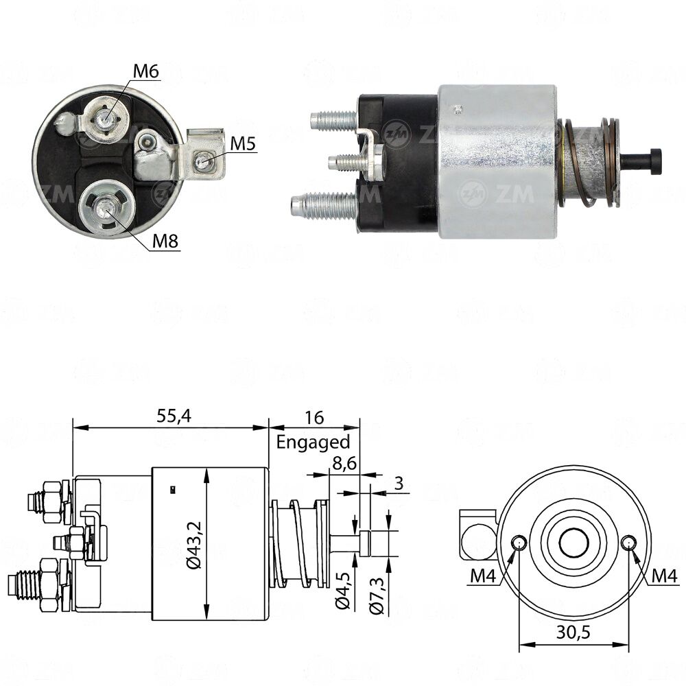 ZM 5391 Marş Otomatiği 12V Citroen Berlingo - C3 - C4 / Peugeot 206 - 207 - 208 - Partner 1.4 - 1.6
