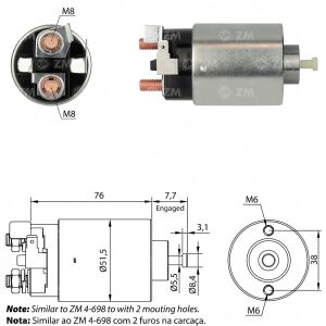 ZM 698 Marş Otomatiği 12V Mitsubishi Tip Mitsubishi L300 Yeni Model - Lancer - Galant / Hyundai Accent - Excel / Mazda 323