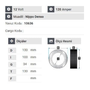 NURSAN 161312 Statör 12V 120A Doblo.Vectra