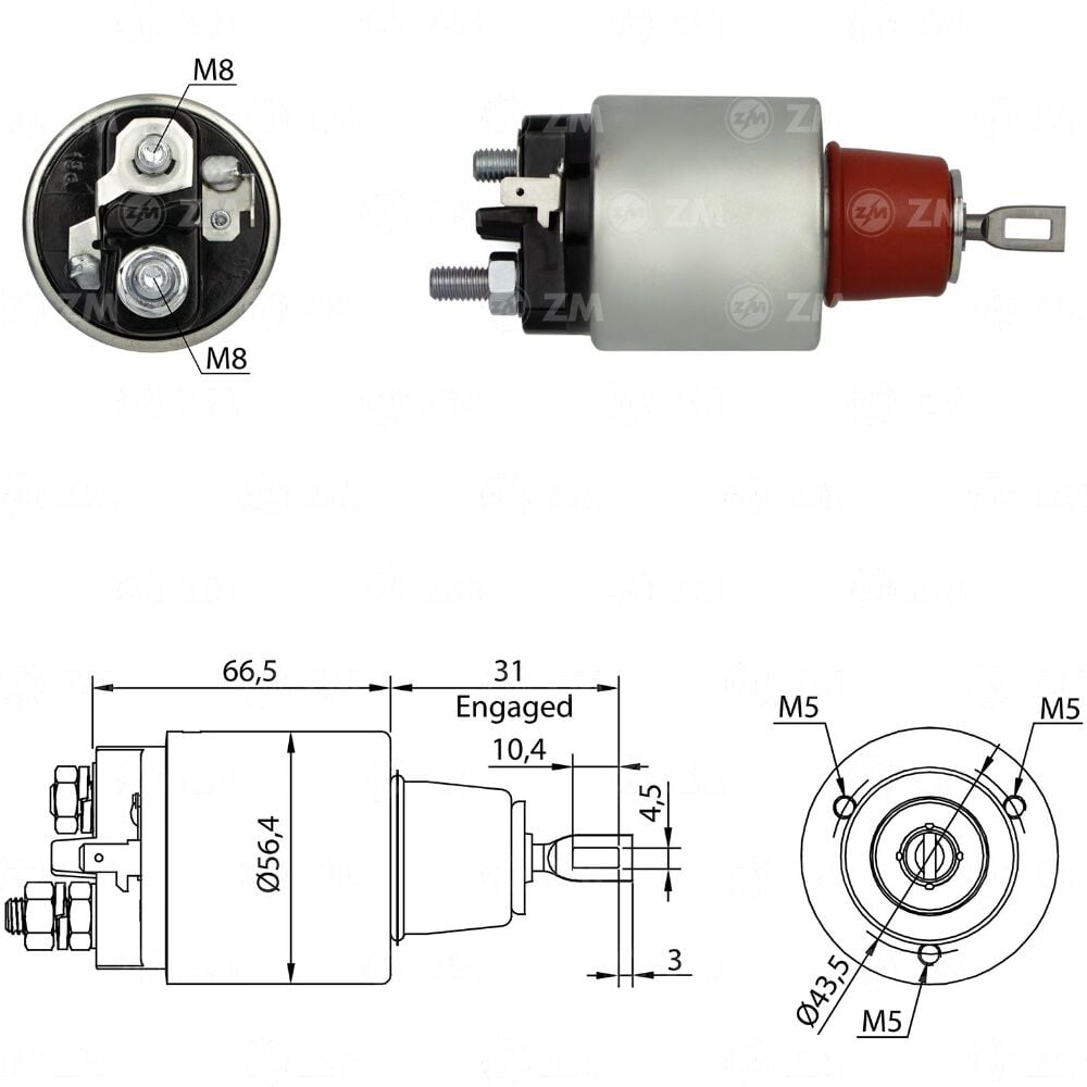 ZM 975 Marş Otomatiği 12V Bosch Tip Ford Transit - Granada - Taunus / Mercedes-Benz 190 - 200 - 220 - 230 - 240D Eski Model