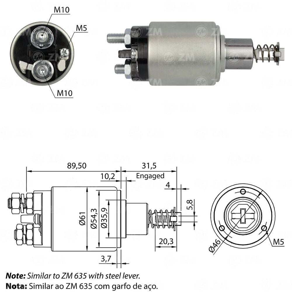 ZM 537 Marş Otomatiği 12V Agrale / Ford / Komatsu / Valmet / Volkswagen / Yanmar