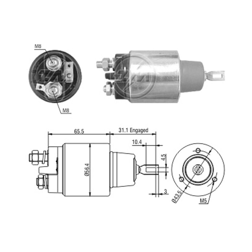ZM 1575 Marş Otomatiği 12V Fişli Bosch Tip Volkswagen Golf - Jetta - Passat - Transporter / Audi 80 - 100 0331303168