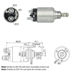 ZM 544 Marş Otomatiği 12V Kalın Gövde Bosch Tip Mercedes-Benz 190 - 200 - 220 - 230 - 240D / Ford Transit 0331401040 - 0331402030 - 0331402535