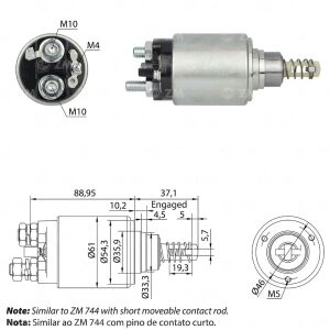 ZM 544 Marş Otomatiği 12V Kalın Gövde Bosch Tip Mercedes-Benz 190 - 200 - 220 - 230 - 240D / Ford Transit 0331401040 - 0331402030 - 0331402535