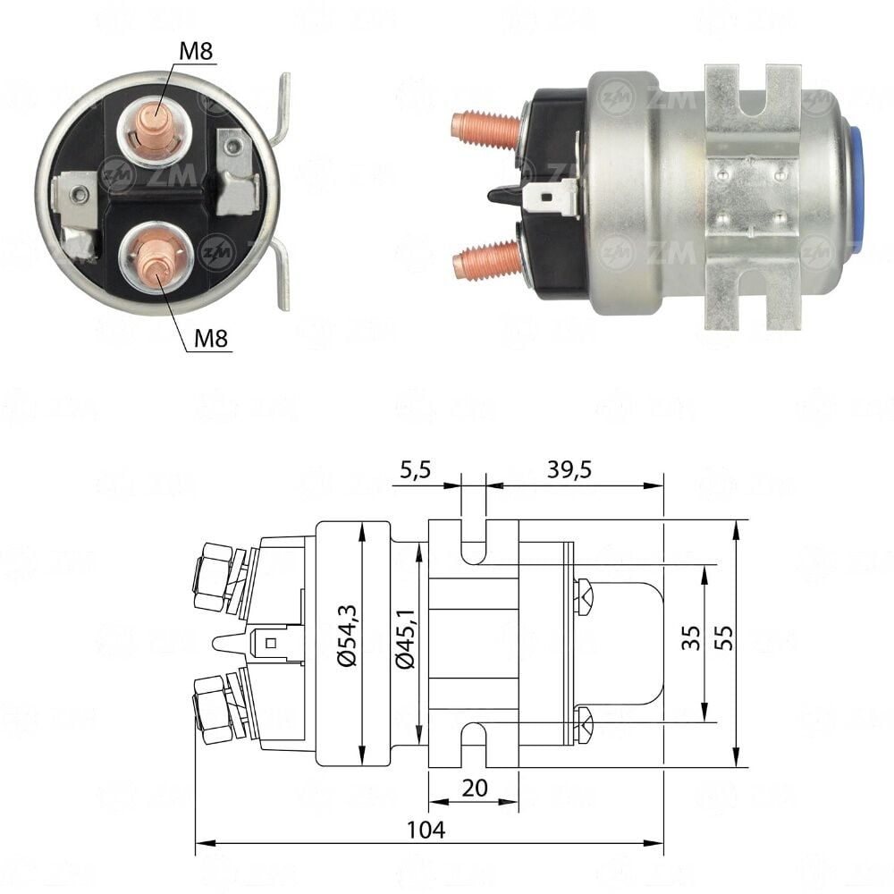 ZM 403 Marş Ara Otomatiği 12V 200 Amper Universal Tip Traktör - İş Makinesi - Kamyon - Forklift - Marine SUN-0403