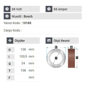 NURSAN 177124 Statör 24V 65A Volvo - Daf - Termo Man- Mercedes Kamyon