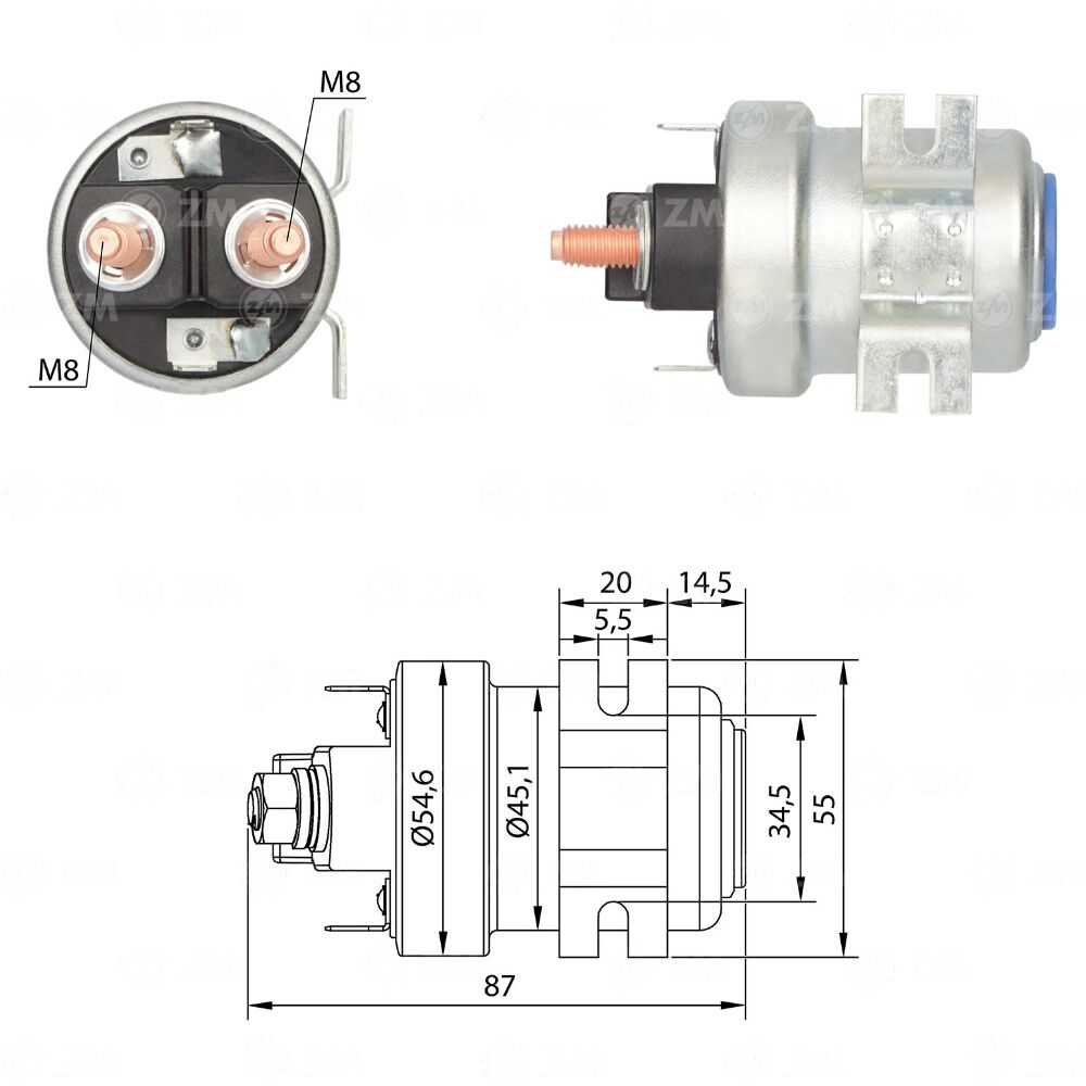 ZM 405 Marş Ara Otomatiği 12V 200 Amper Universal Tip Traktör - İş Makinesi - Kamyon - Forklift - Marine
