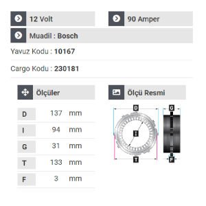 NURSAN 177212 Statör 12V 90A Passat 1.9-Bora-Golf-Polo-T4.Porter-V184 Toyota Benzinli